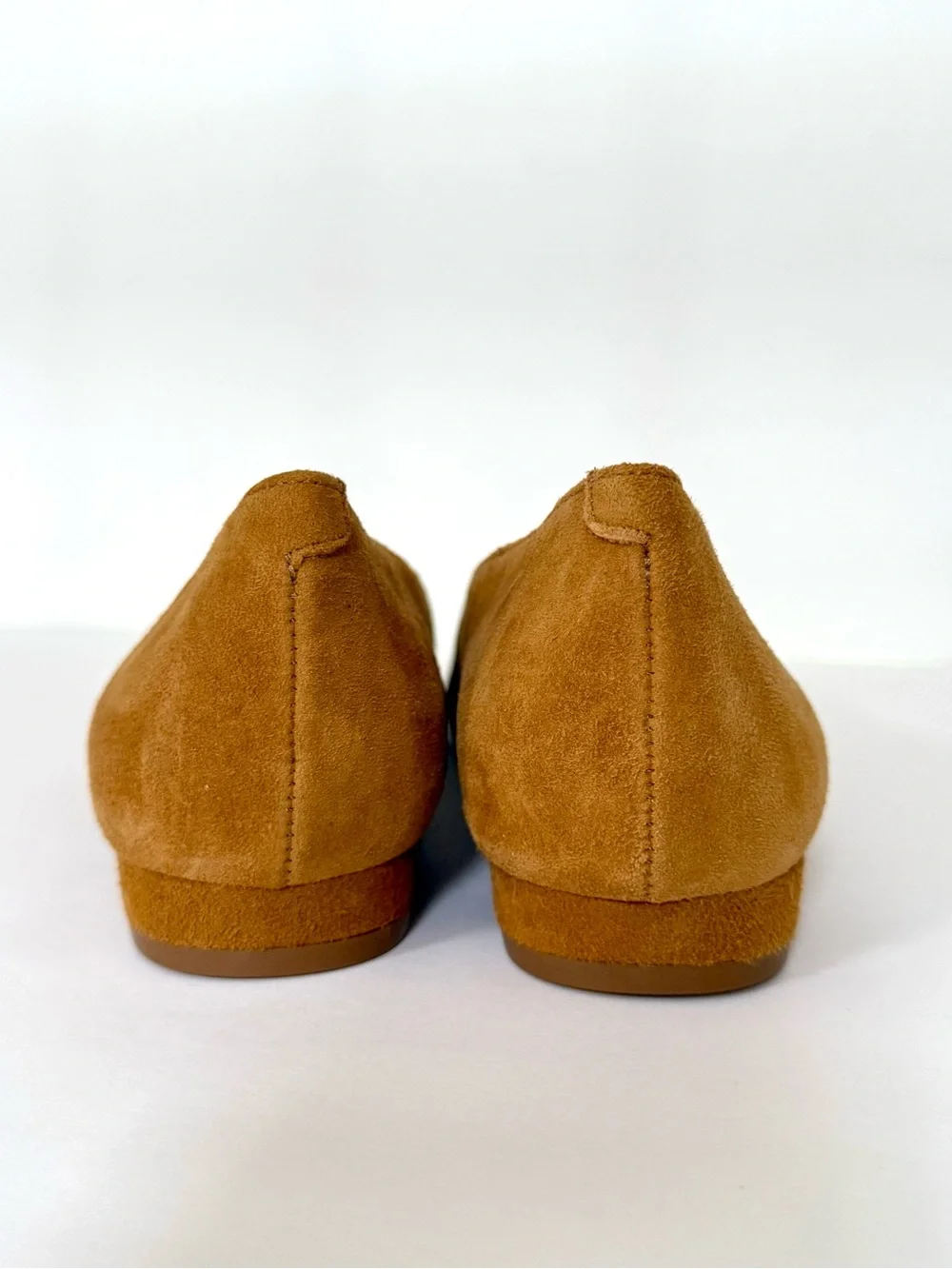 Talbots Sutton Camel Suede Flats with Gold Buckle